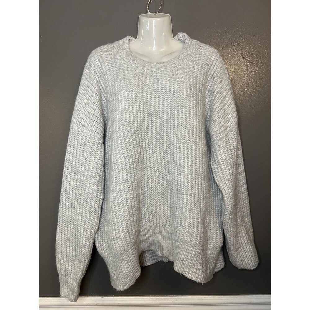Sonoma Goods For Life Sweater Womens XL Gray Fuzzy Chunky Knit Pullover Cozy - Picture 2 of 9